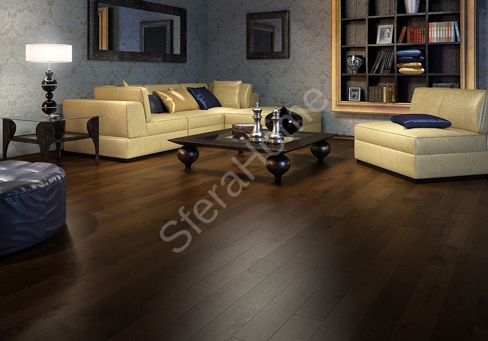 Паркетная доска Дуб Espresso 1-о пол. Piccolo лак, фаска 1092*130